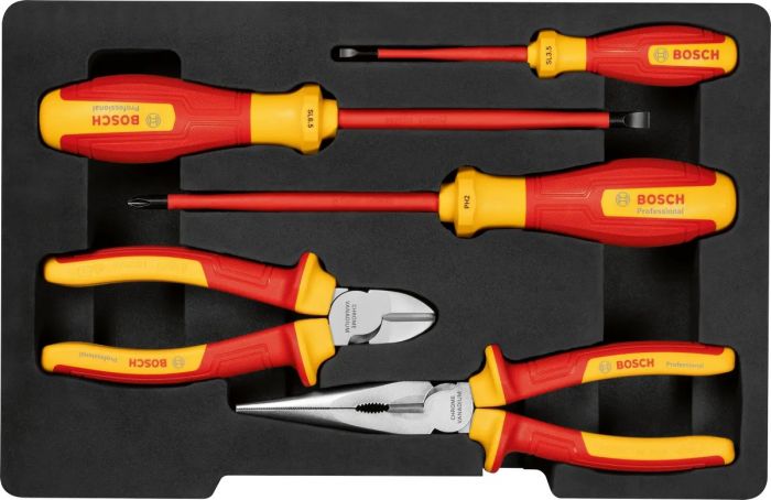 Набір інструментів Bosch Professional, VDE плоскогубці та викрутки, 5шт
