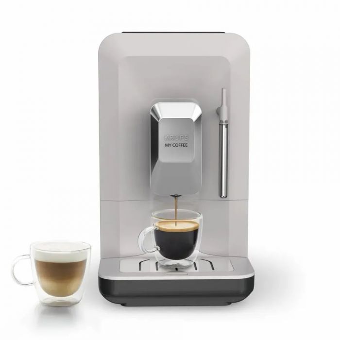 Кавомашина Krups My Coffee+ 1.5л, зерно, ОLED дисплей, авторецептів - 3, метал, сірий