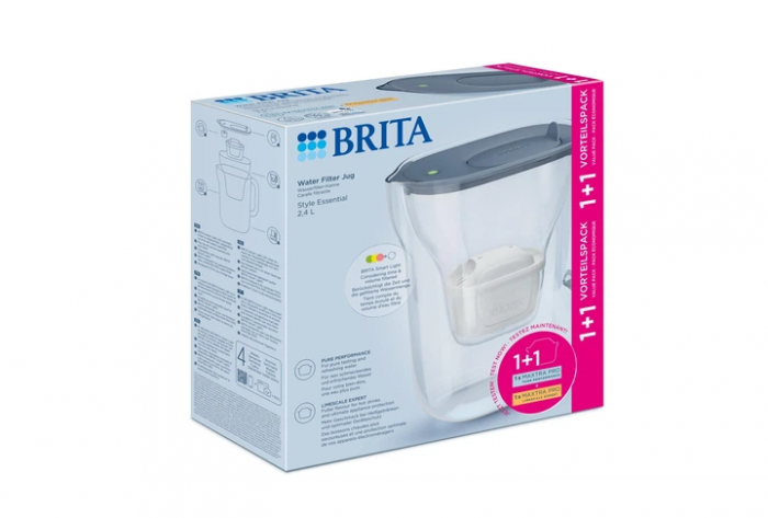 Фільтр-глечик Brita Style Essential MXPro 2.4л (1.4л очищеної води) + 2 картриджа сіро-блакитний