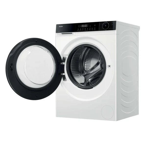 Пральна машина Haier фронтальна, 10кг, 1400, A, 52см, дисплей, пара, інвертор, люк чорний, білий