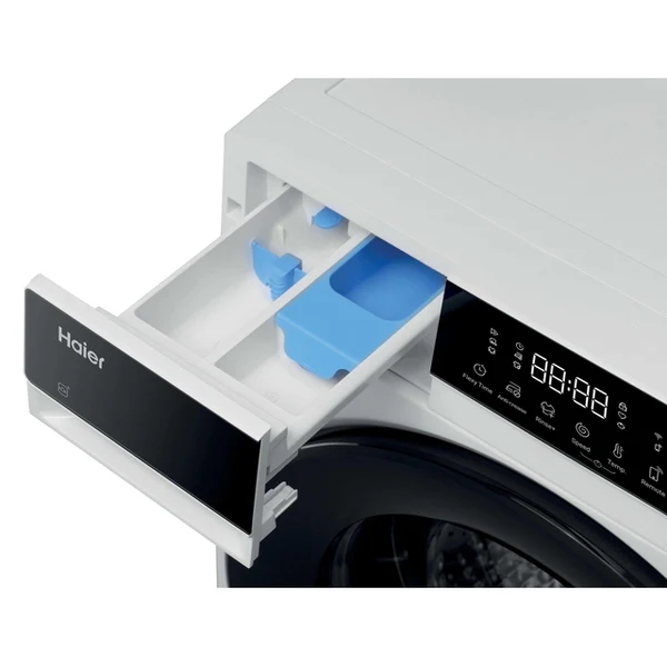 Пральна машина Haier фронтальна, 10кг, 1400, A, 52см, дисплей, пара, інвертор, люк чорний, білий