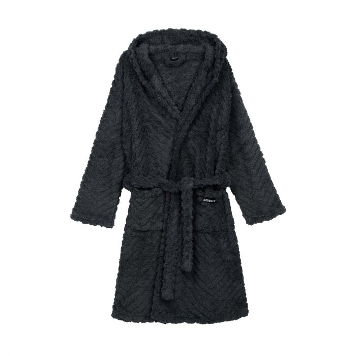 Халат жіночий ARDESTO Zigzag, розмір L/XL, 100% поліестер, сірий