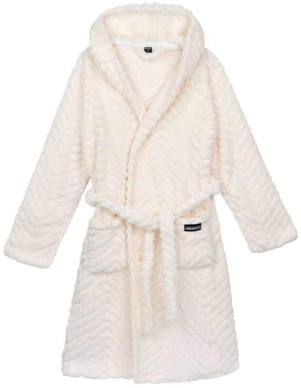 Халат жіночий ARDESTO Zigzag, розмір S/M, 100% поліестер, білий