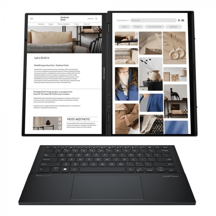Ноутбук ASUS Zenbook Duo UX8406CA-QL046W 14" FHD Touch OLED, Intel Ultra 9 285H, 32GB, F1TB, UMA, Win11, Сірий