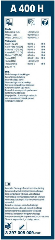 Склоочисник BOSCH Twin безкаркасний 400мм задній (3 397 008 009)