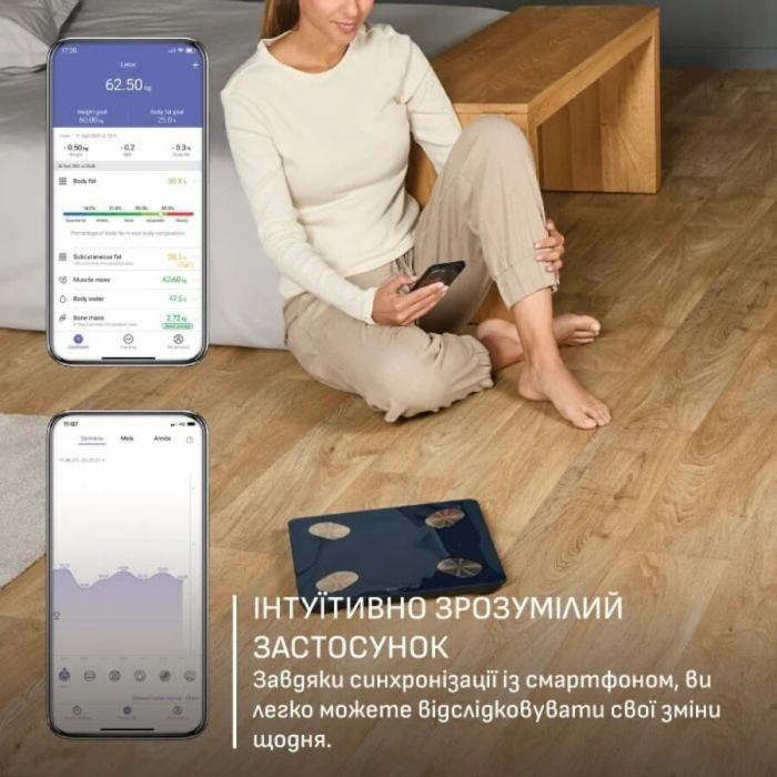 Ваги Tefal підлогові Goodvibes Life+, 180кг, Bluetooth, AAAx3 в комплекті, скло, синій