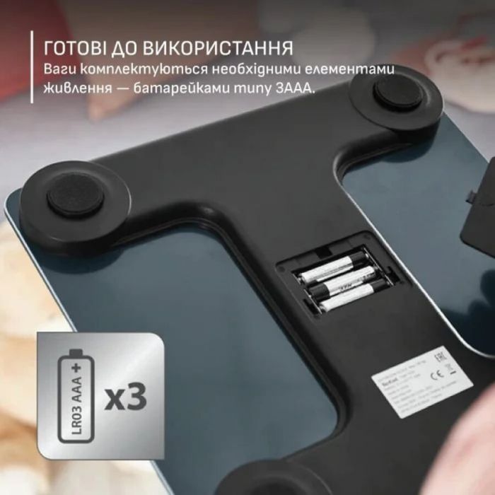 Ваги Tefal підлогові Goodvibes Life+, 180кг, Bluetooth, AAAx3 в комплекті, скло, синій