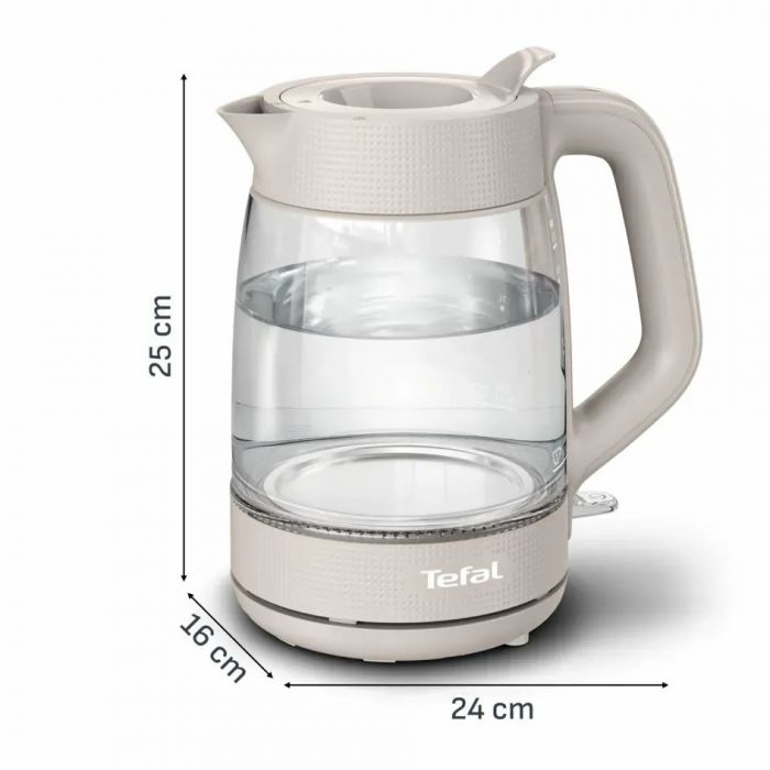 Електрочайник Tefal Morning Glass Kettle, 1.7л, скло, з підсвіткою, бежевий