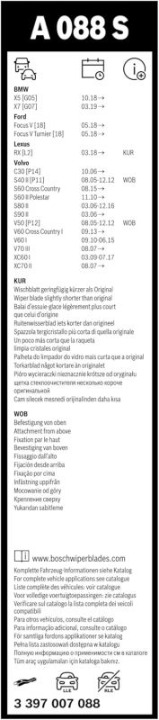 Склоочисник BOSCH Aerotwin безкаркасний комплект 650/550мм (3 397 007 088)