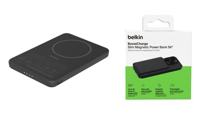 Акумулятор портативний літій-іонний Power Bank Belkin 5000мА·год, Slim Magnetic, чорний