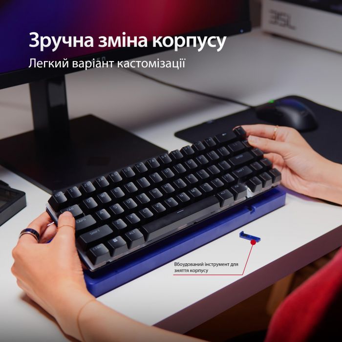 Клавіатура механічна HyperX Alloy Origins 2 65key, Red, USB-A, Hot-Swap, EN/UA, RGB, чорний