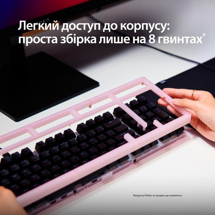 Клавіатура механічна HyperX Alloy Origins 2 1800 103key, Red, USB-A, Hot-Swap, EN/UA, RGB, чорний