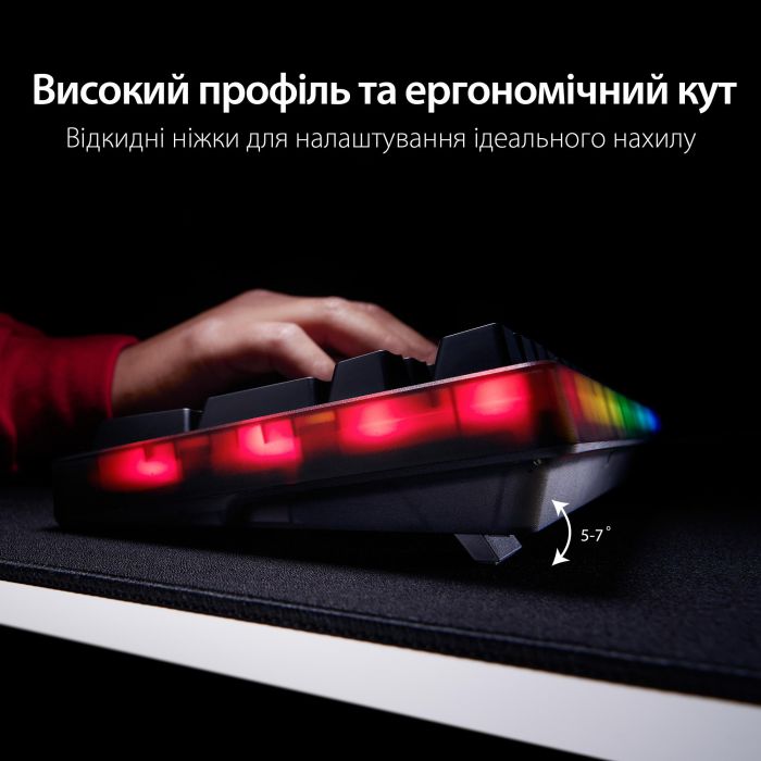 Клавіатура механічна HyperX Alloy Origins 2 1800 103key, Red, USB-A, Hot-Swap, EN/UA, RGB, чорний