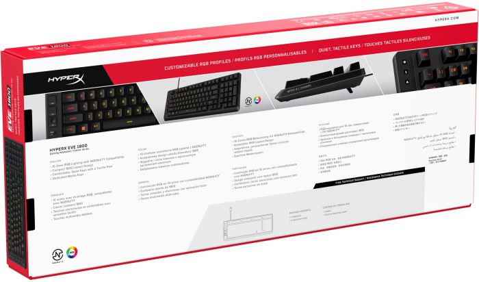 Клавіатура мембранна HyperX Alloy Origins EVE 1800 99key, Red, USB-A, EN/UA, RGB, чорний
