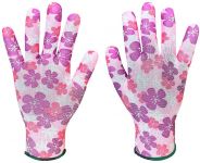 Рукавички робочі Verto, поліестер, р.9, рожевий в квіточку