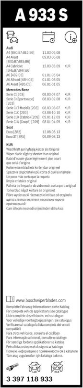 Склоочисник BOSCH Aerotwin безкаркасний комплект 550/550мм (3 397 118 933)