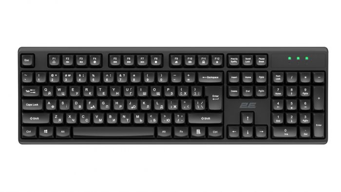 Клавіатура мембранна 2E KS131 104key, USB-A, EN/UK, чорний