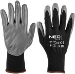 Рукавички робочі Neo Tools поліестер з нітриловим покриттям, р.9, сіро-чорний