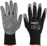 Рукавички робочі Neo Tools поліестер з нітриловим покриттям, р.7, сіро-чорний