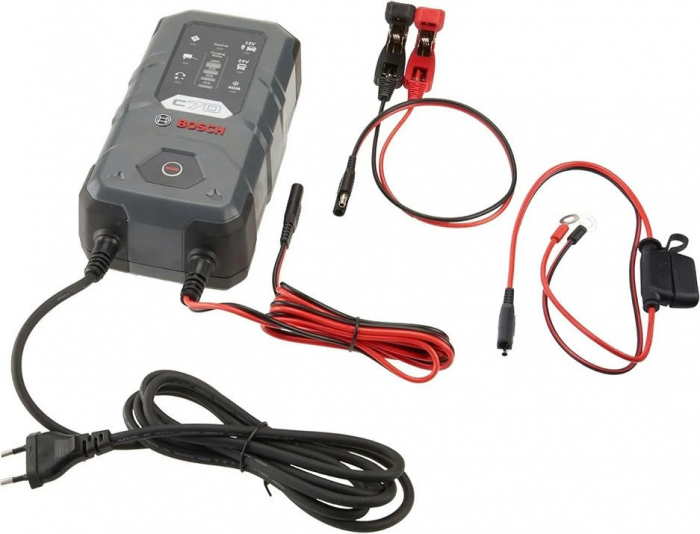Зарядний пристрій Bosch C70, 12/24В, 14-300А·год, макс 10А, IP65 (0 189 911 070)
