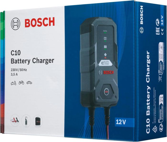 Зарядний пристрій Bosch C10, 12В, 5-120А·год, 3.5А, IP65 (0 189 911 010)