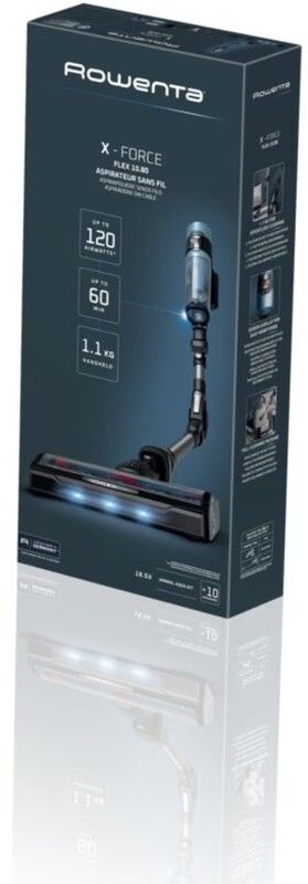 Пилосос Rowenta безпровідний X-Force Flex 10.80, 300Вт, вологе прибирання, конт пил -0.44л, автон. робота до 60хв, HEF system 99,9%, чорно-синій