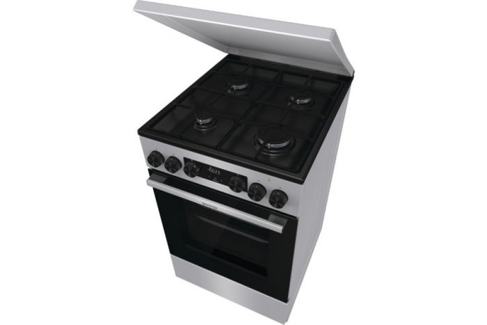 Плита Gorenje комбінована, 62л, 50x60см, метал. кришка, дисплей, емальовані реш, титан