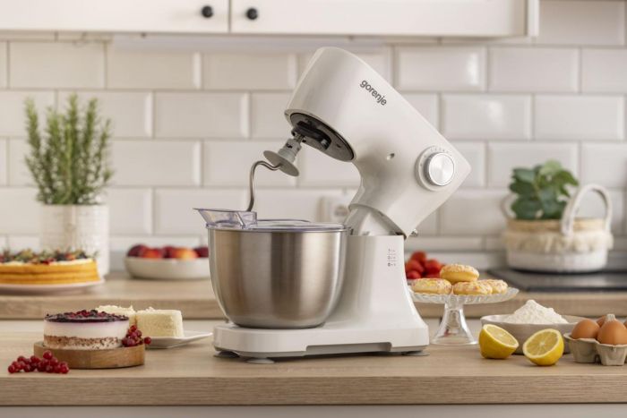 Кухонна машина Gorenje 800Вт, чаша-метал, корпус-пластик, насадок-3, білий