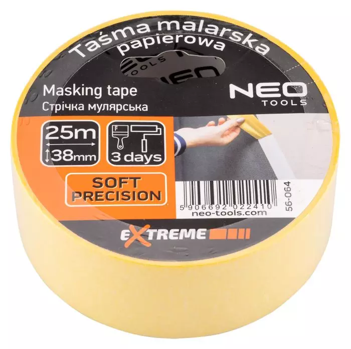 Стрічка малярна Neo Tools, 25мх38мм, жовтий