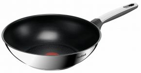 Сковорода ВОК  Tefal Emotion+, 28см, нержавіюча сталь, бакеліт, чорний