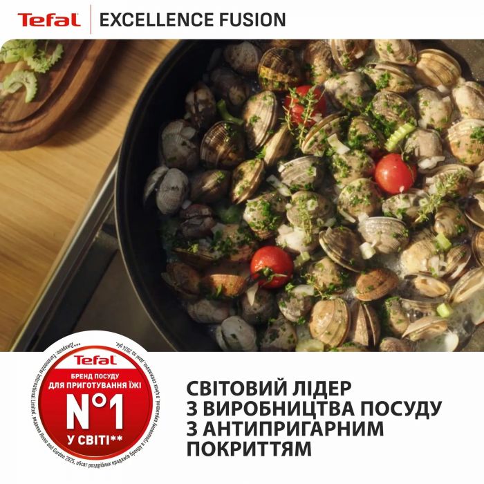 Сковорода Tefal Excellence Fusion, 20см, алюміній, бакеліт, чорний