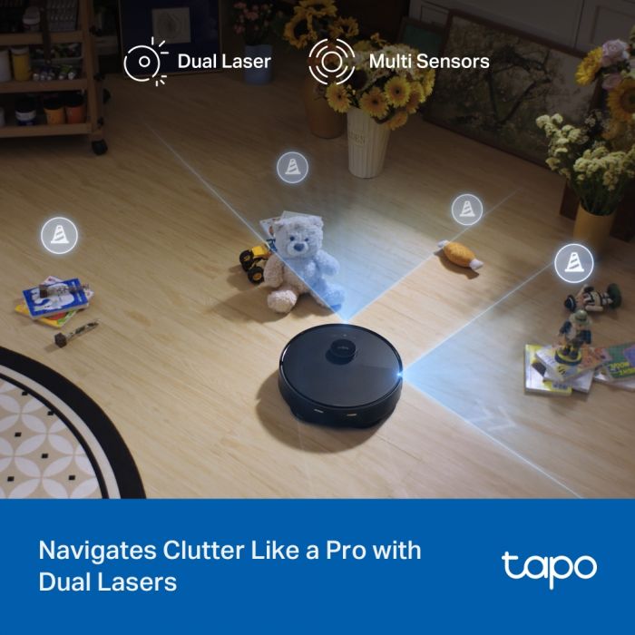 Робот-пилосмок TP-LINK TAPO RV 50 PRO OMNI з вологим прибиранням + розумна док-станція з функцією автоматичного спорожнення