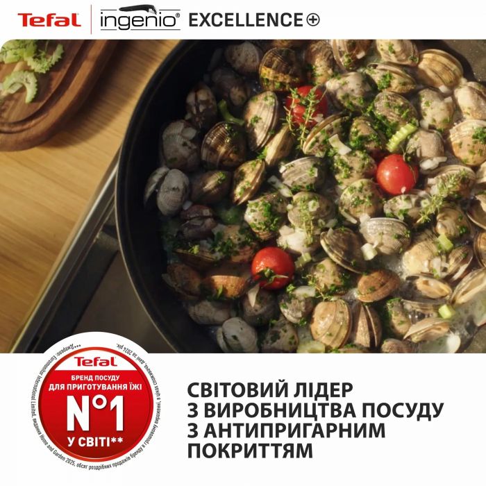 Набір посуду Tefal Ingenio Excellence+, 3 предмети, алюміній, нержавіюча сталь, бакеліт, чорний