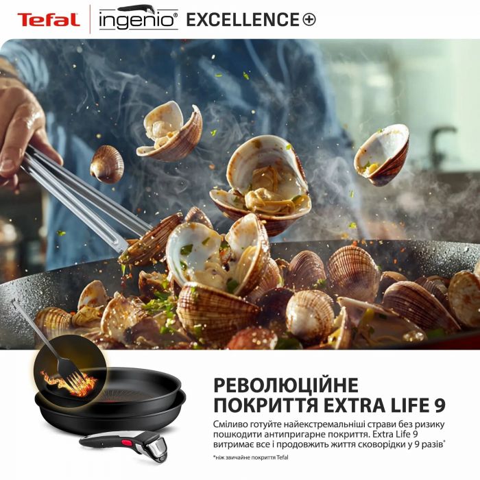 Набір посуду Tefal Ingenio Excellence+, 13 предметів, алюміній, нержавіюча сталь, бакеліт, чорний