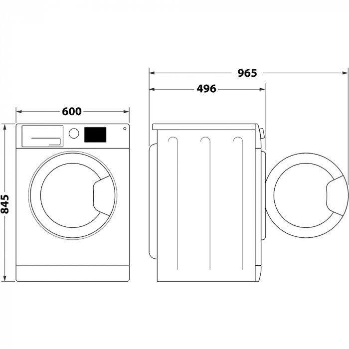 Пральна машина Indesit фронтальна, 7кг, 1200, A+++, 49.6см, дисплей, пара, інвертор, люк чорний, білий