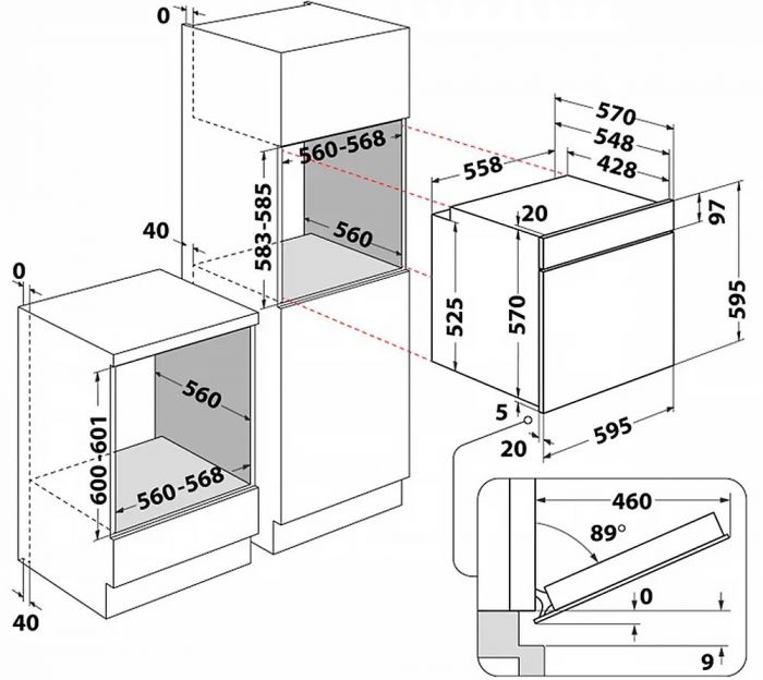 Духова шафа Indesit електрична, 71л, A+, дисплей, конвекція, чорний