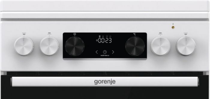 Плита Gorenje комбінована, 70л, 50x60см, метал. кришка, дисплей, IconLed, емальовані, білий