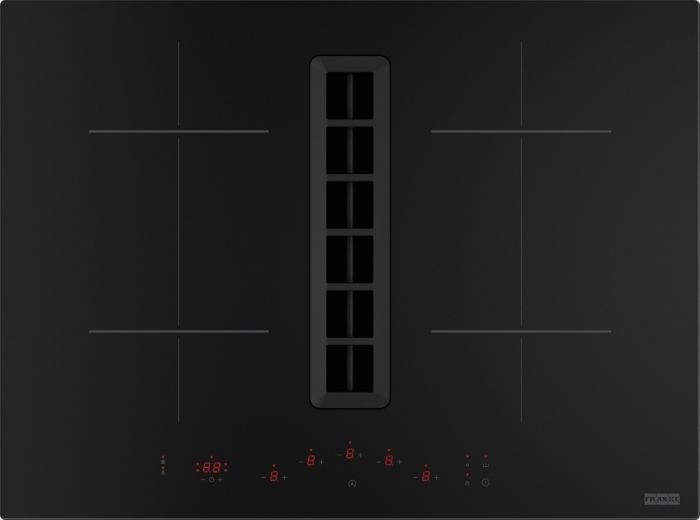 Варильна поверхня Franke індукційна, з фільтром, 70см, вбудована витяжка, Booster, Bridge, 1050м.куб/год, A+, автовідключення, Набір для рециркуляції, чорний
