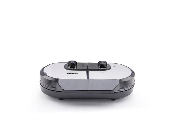 Міні-гриль  Gorenje 1400Вт, алюміній, пластина д/вафель, корпус-метал, чорний