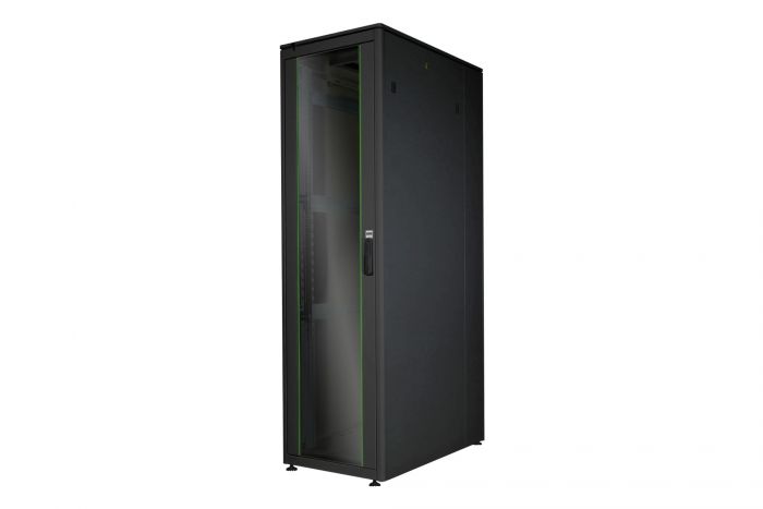 Шафа DIGITUS 19", 42U, Network Unique, передні двері зі склом, 600x1000 мм, 1200кг максимально, чорна