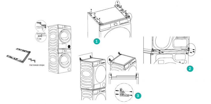 З'єднувальна планка для пральних (глибиною -44 і 47 см) і сушильних машин (глибиною 51 см) Gorenje