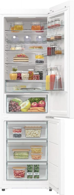 Холодильник з нижн. мороз. камерою Gorenje, 203х66х60см, 2 двері, 283(130)л, А+, Total NF, Зона св-ті, Інвертор, Зовн. Дисп, Wi-Fi, білий