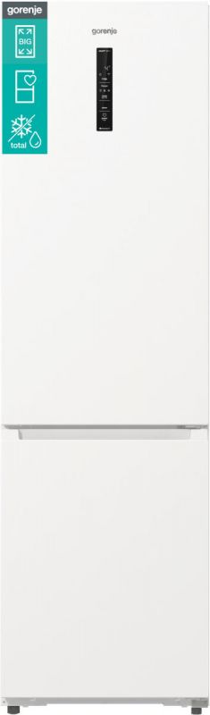 Холодильник з нижн. мороз. камерою Gorenje, 203х66х60см, 2 двері, 283(130)л, А+, Total NF, Зона св-ті, Інвертор, Зовн. Дисп, Wi-Fi, білий