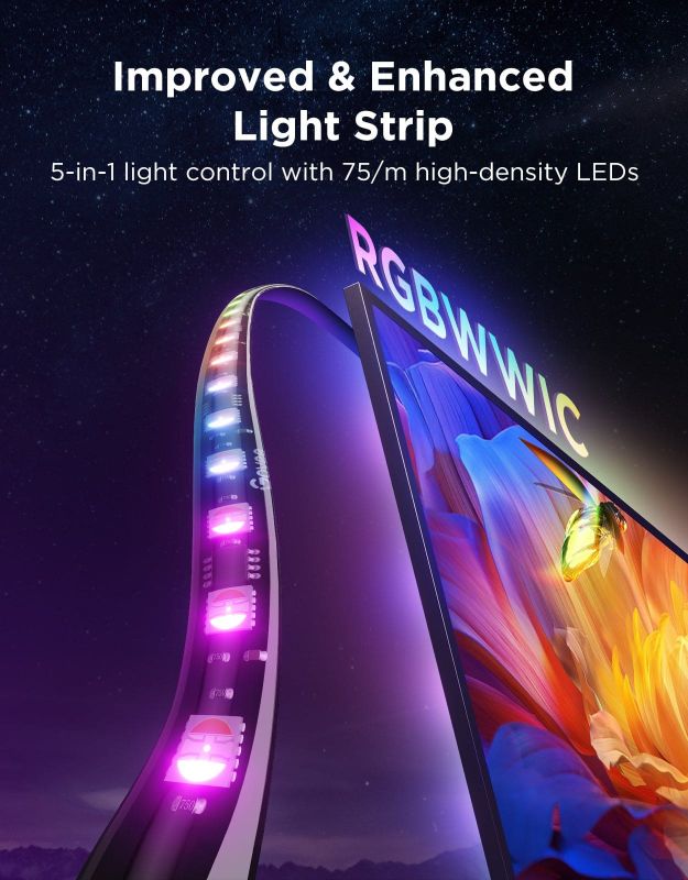 Набір адаптивного підсвічування Govee R2A80 Three-camera TV Backlight 55-65', RGBIC, WI-FI/Bluetooth, чорний