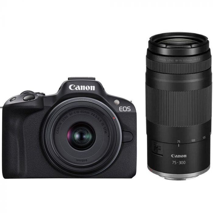 Цифр. фотокамера Canon EOS R50 + RF-S 18-45 IS STM + RF75-300 IS STM Black