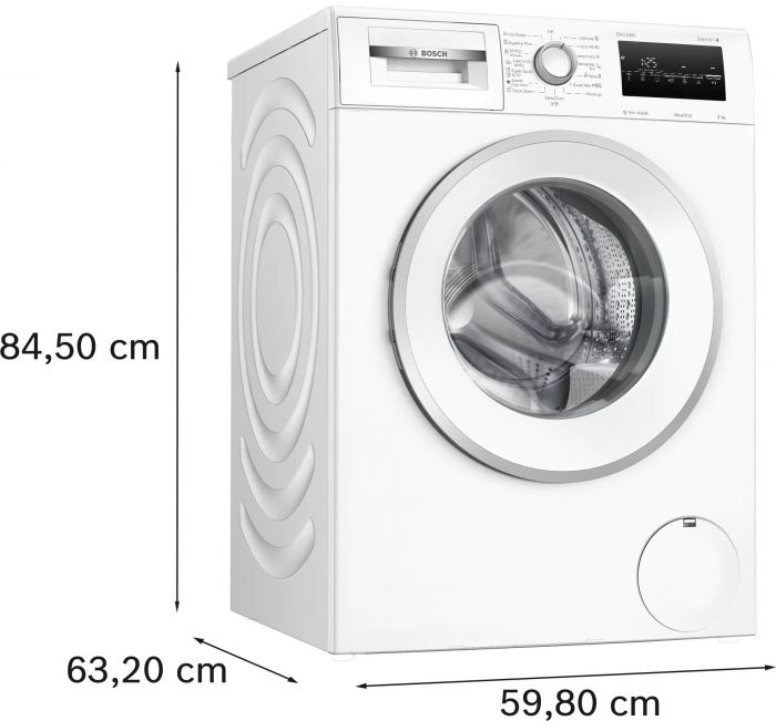 Пральна машина Bosch фронтальна, 8кг, 1400, A, 59см, дисплей, білий