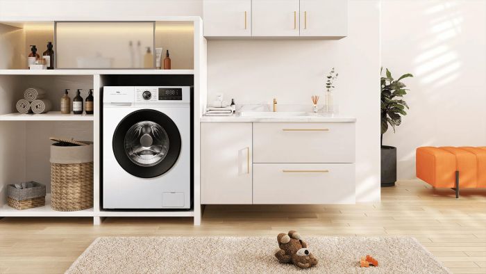 Пральна машина TCL фронтальна, 7кг, 1400, A, 49см, дисплей, пара, інвертор, білий