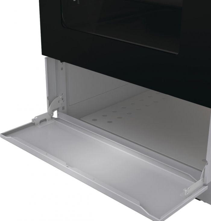 Плита Gorenje комбінована, 70л, 50x60см, метал. кришка, дисплей, IconLed, емальовані реш, титан