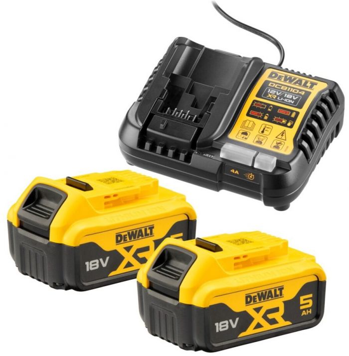 Набір акумулятора та зарядного пристрою DeWalt 12В/18В 4А, 18В акб 2х5А·год DCB184
