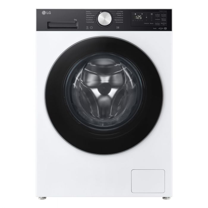 Пральна машина LG фронтальна, 9кг, 1200, A, 48см, дисплей, пара, інвертор, білий